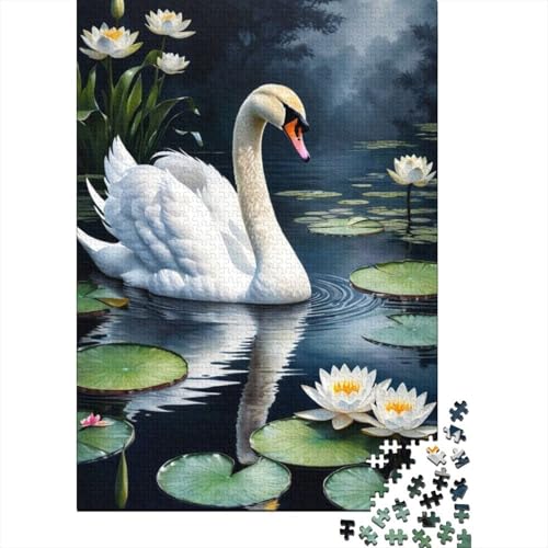 Künstlerisches Schwanen-Puzzle, Lernspiele, Familienaktivitäten, Premium-Karton-Puzzle für Frauen und Männer, 1000 Teile (38 x 26 cm) von GQmoney