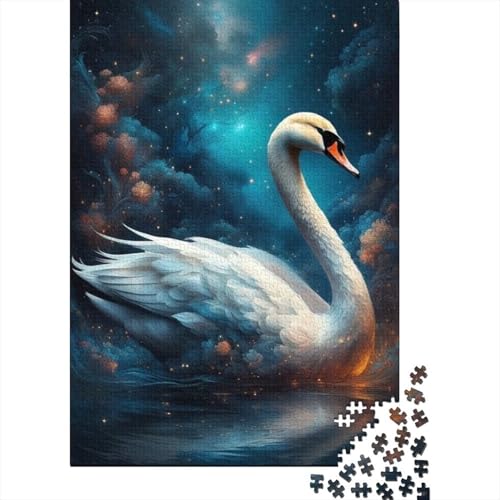 Künstlerisches Schwanen-Puzzle, herausfordernd und knifflig, 100% recycelter Karton, Puzzle für Erwachsene, Geburtstagsgeschenk, 1000 Teile (38 x 26 cm) von GQmoney