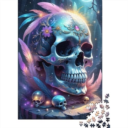 Künstlerisches Totenkopf-Puzzle, 100% recycelter Karton, Puzzle für Kinder und Erwachsene ab 12 Jahren, 1000 Teile (38 x 26 cm) von GQmoney