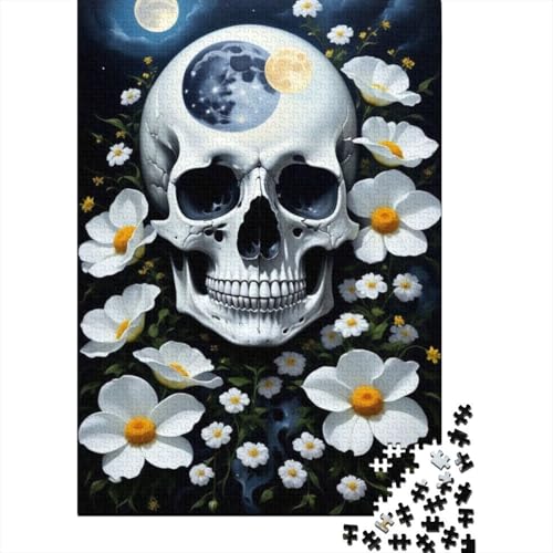 Künstlerisches Totenkopf-Puzzle, 100% recyceltes Kartonpapier, rechteckiges Puzzle für Erwachsene und Kinder, 1000 Teile (38 x 26 cm) von GQmoney