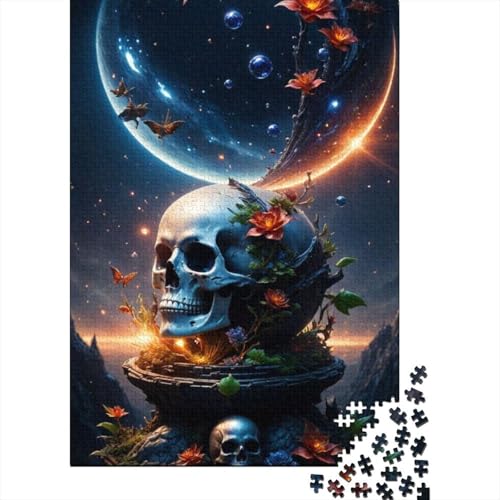 Künstlerisches Totenkopf-Puzzle, Denksportaufgabe, 100% recycelter Karton, Puzzle für Damen und Herren, 1000 Teile (38 x 26 cm) von GQmoney