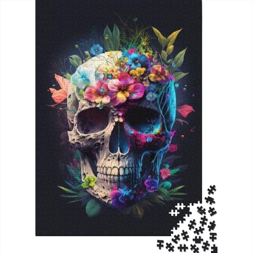 Künstlerisches Totenkopf-Puzzle, herausfordernd und knifflig, 100% recycelter Karton, Puzzle für Erwachsene, Geburtstagsgeschenk, 1000 Teile (38 x 26 cm) von GQmoney