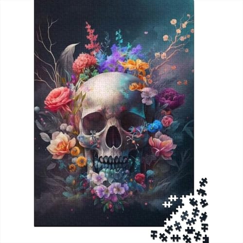 Künstlerisches Totenkopf-Puzzle, rechteckig, aus Pappe, 100% recyceltem Karton, Puzzle für Erwachsene und Kinder, 1000 Teile (38 x 26 cm) von GQmoney