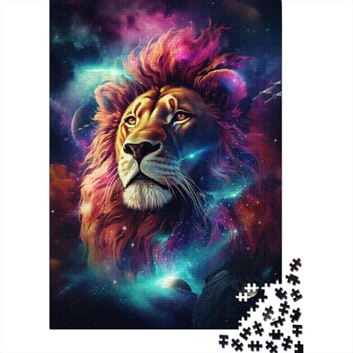 Künstlerisches leuchtendes Löwen-Puzzle, Dekompressionsspielzeug, rechteckiges Papierpuzzle für Kinder und Erwachsene ab 12 Jahren, 1000 Teile (38 x 26 cm) von GQmoney
