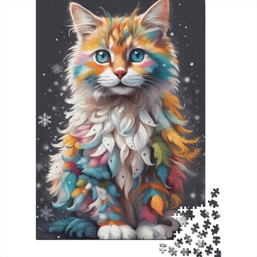 Kunst-Tier-Katzen-Puzzle, Familienspaß, rechteckiges Papierpuzzle für Kinder und Erwachsene ab 12 Jahren, Geburtstagsgeschenk, 1000 Teile (38 x 26 cm) von GQmoney