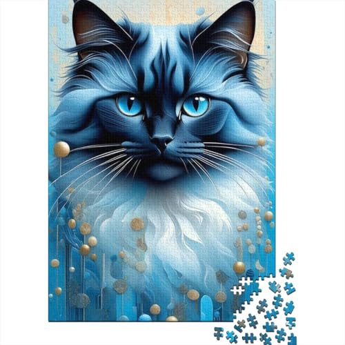 Kunst-Tier-Katzen-Puzzle, schwierige Herausforderung, 100 Prozent recycelter Karton, Puzzle für Erwachsene, 1000 Teile (75 x 50 cm) von GQmoney