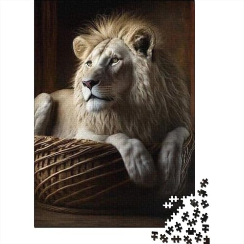 Kunst-Tier-Löwen-Puzzle, rechteckig, Pappe, 100% recycelter Karton, Puzzle für Erwachsene, 1000 Teile (38 x 26 cm) von GQmoney