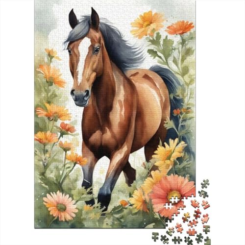 Kunst-Tier-Pferde-Puzzle, anpassbare Bilder, 100% recycelter Karton, Puzzle für Kinder und Erwachsene, einzigartiges, 1000 Teile (38 x 26 cm) von GQmoney