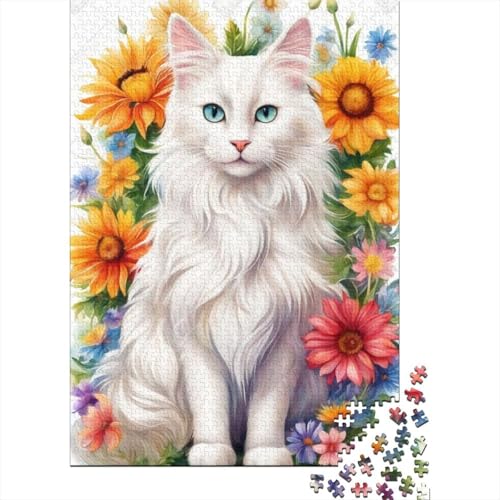 Kunsttier-Katzen-Puzzle, Dekompressionsspielzeug, rechteckiges Papierpuzzle für Kinder und Erwachsene ab 12 Jahren, 1000 Teile (38 x 26 cm) von GQmoney