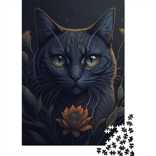 Kunsttier-Katzen-Puzzle, Dekompressionsspielzeug, rechteckiges Papierpuzzle für Kinder und Erwachsene ab 12 Jahren, 1000 Teile (38 x 26 cm) von GQmoney