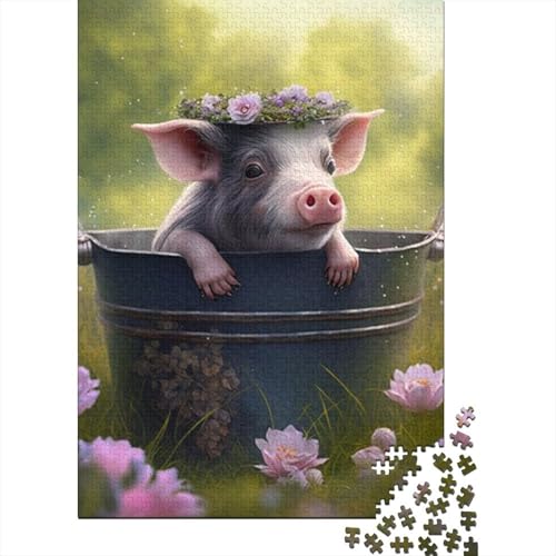 Kunsttier-Schwein-Puzzle, Spielzeug, Lernspiel, Premium-Karton-Puzzle für Erwachsene und Kinder, 1000 Teile (75 x 50 cm) von GQmoney