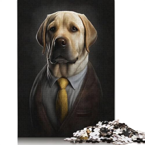 Labrador im Herrenanzug, Puzzle für Erwachsene und Kinder. Unmögliches Herausforderungsspielzeug, Lernspiel, Heimdekoration, ab 14 Jahren, 1500 Teile (85 x 57 cm) von GQmoney