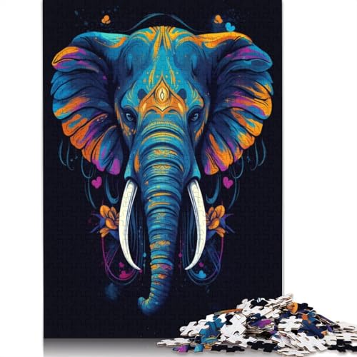 Lebendiges Elefantenkunst-Puzzle mit 1000 Teilen, ab 18 Jahren, Lernspiele, Puzzles für Erwachsene, für Frauen, für Kinder ab 12 Jahren, 1000 Teile (75 x 50 cm) von GQmoney