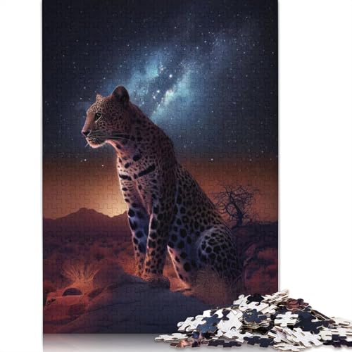 Leopard Under The Stars 520-teiliges Puzzle, ab 18 Jahren. Lernspiele für Erwachsene, Puzzles für Frauen, für Kinder ab 12 Jahren. 520 Teile (52 x 38 cm) von GQmoney
