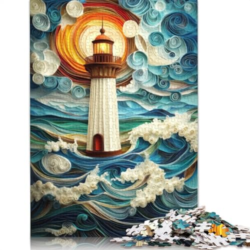 Leuchtturm-Puzzle aus Papier für Erwachsene und Kinder. Tolles Geschenk, Herausforderung, Spielzeug, Lernspiel, Heimdekoration, ab 14 Jahren, 520 Teile (52 x 38 cm) von GQmoney