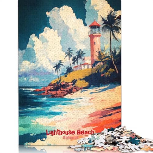 Leuchtturm-Strand-Kunstposter, Puzzle für Erwachsene, Spielzeug, Lernspiel, schwierige Puzzles für Kinder ab 12 Jahren, 1500 Teile (85 x 57 cm) von GQmoney
