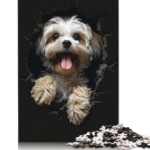 Lhasa Apso-Hund, 1000-teiliges Puzzle, Familienspaß für Erwachsene und herausforderndes Spiel, Spiele zum Stressabbau und einzigartige Geschenke, 1000 Teile (38 x 26 cm) von GQmoney