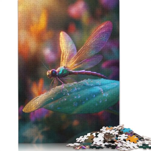 Libelle auf Blatt, 1000-teiliges Puzzle für Erwachsene, Spielzeug, Denkspiel, Lernspiel für Erwachsene, Stressabbau, Heimdekoration, 1000 Teile (75 x 50 cm) von GQmoney