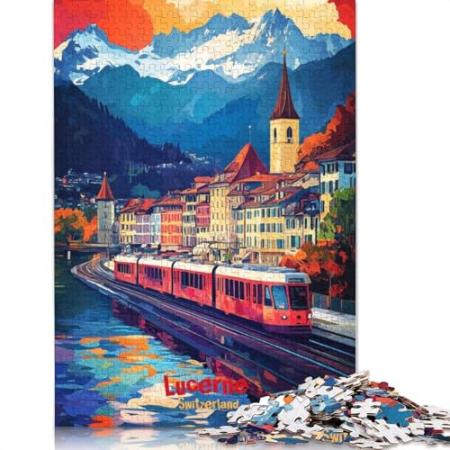 Luzerner Kunstposter, Puzzle für Erwachsene, 1500 Teile, 100% recycelte Holzplatte, Denksportaufgaben für Erwachsene, für Jungen oder Mädchen, 1500 Teile (85 x 57 cm) von GQmoney