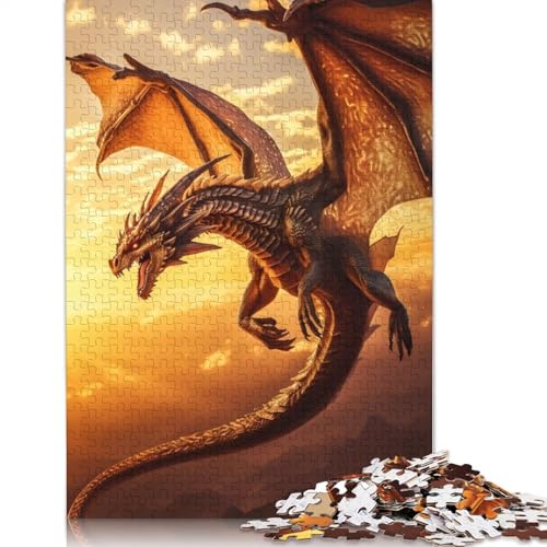Märchenhafter Fliegender Drache, Puzzle für Erwachsene, 520 Teile, Holzpuzzle für Erwachsene und Jugendliche, Heimdekoration, Puzzlespielzeug, 520 Teile (52 x 38 cm) von GQmoney