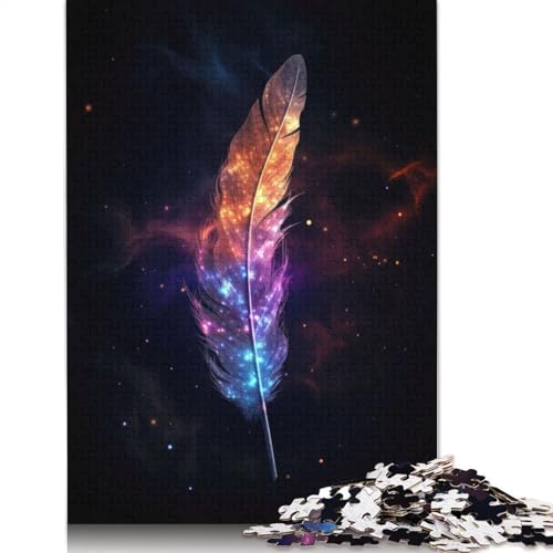 Magisches Federpuzzle für Erwachsene, 1000 Teile, Holzpuzzle für Erwachsene und Jugendliche, Heimdekoration, Puzzlespielzeug, 1000 Teile (75 x 50 cm) von GQmoney