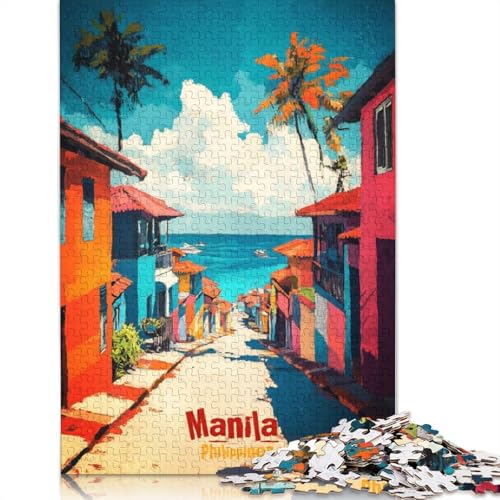 Manila Art Poster Puzzle für Erwachsene, kreative Spiele, Puzzle, Geschenk für Jungen oder Mädchen, 520 Teile (52 x 38 cm) von GQmoney