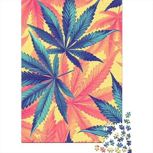 Marihuana-Blatt-Puzzle, rechteckig, Pappbrett, Papier, rechteckig, Puzzle für Erwachsene und Kinder, Ostergeschenke, 38 x 26 cm, 1000 Stück von GQmoney
