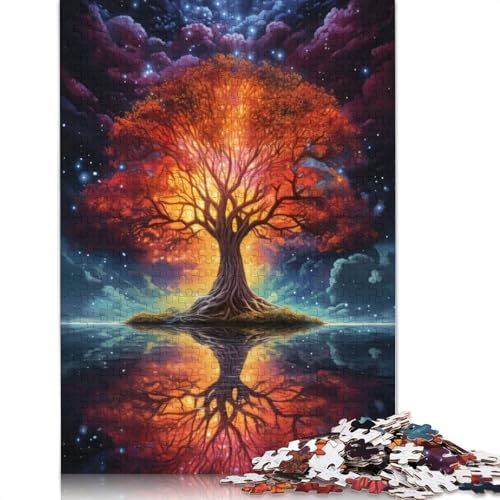 Mehrfarbige Baumkunst-Puzzles für Erwachsene und Jugendliche. Holzpuzzles für Erwachsene und Jugendliche. Nachhaltiges Puzzle für Erwachsene | Spiele 1000 Teile (75 x 50 cm) von GQmoney