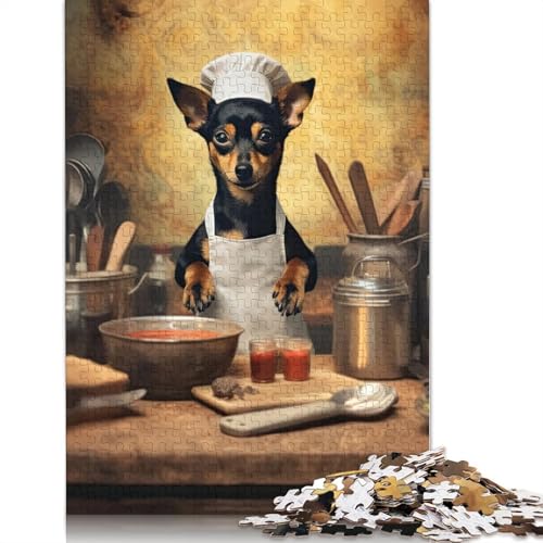 Miniatur-Pinscher-Koch, 1000-teiliges Puzzle für Kinder ab 18 Jahren – Familienaktivität, Puzzle, Lernspiele, schwierig und herausfordernd (38 x 26 cm) von GQmoney
