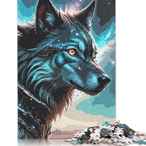 Mistyc Dark Wolf Puzzle für Erwachsene und Kinder. Unmögliches Herausforderungsspielzeug, Lernspiel, Heimdekoration, ab 14 Jahren, 520 Teile (52 x 38 cm) von GQmoney