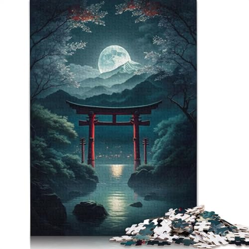 Mondlicht im Torii-Tor, 1000-teiliges Puzzle für Erwachsene | | Familienspaß-Puzzles für Erwachsene, Geschenke, Denkspiele, 1000 Teile (75 x 50 cm) von GQmoney