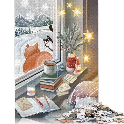 Morgenschnee und Katzen-Puzzles für Erwachsene, 1000 Teile, Puzzles für Erwachsene und Teenager ab 12 Jahren, 1000 Teile (38 x 26 cm) von GQmoney