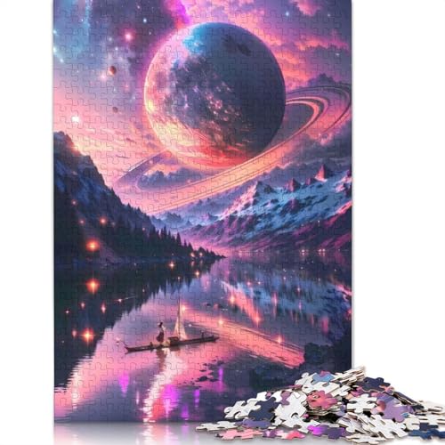 Mystisches rosa Saturn-Puzzle, 1500 Teile, für Teenager, Geschenke, Holzpuzzle, Puzzle für Erwachsene, Puzzles für Erwachsene, 1500 Teile (85 x 57 cm) von GQmoney