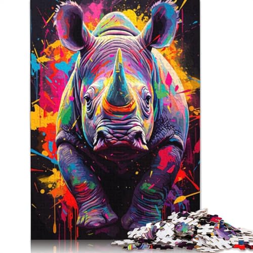 Nashorn-Gemälde-Poster, Puzzle für Erwachsene, 1000 Teile, lustiges Denksport-Puzzle für Kinder ab 12 Jahren, 1000 Teile (75 x 50 cm) von GQmoney