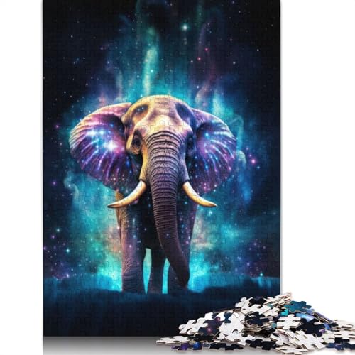 Neon-Elefantennebel, 1000-teiliges Puzzle für Erwachsene – Familienaktivitäts-Puzzle, Lernspiele, schwierig und herausfordernd (75 x 50 cm) von GQmoney