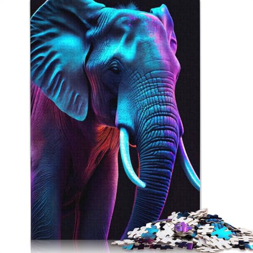 Neon Elephant Aura Puzzle, farbenfrohe und Coole Puzzles für Kinder ab 12 Jahren, 1000 Teile (75 x 50 cm) von GQmoney