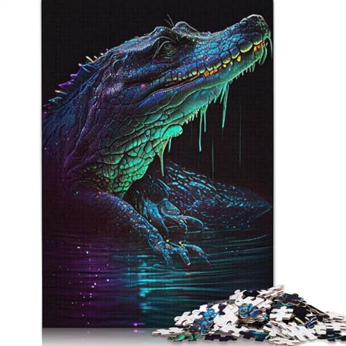 Neon Gator Glare Puzzle, rechteckig, Papppuzzle, Geschenk für Kinder ab 12 Jahren, 520 Teile (52 x 38 cm) von GQmoney