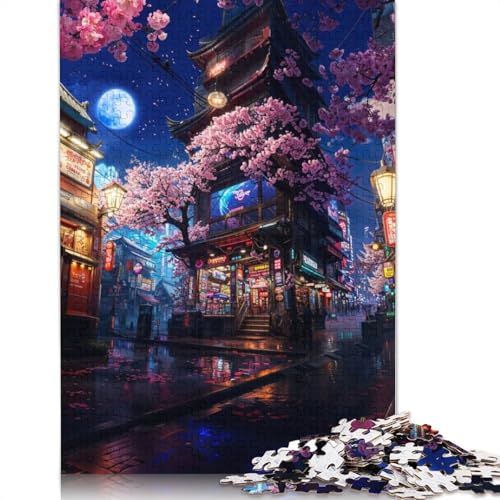 Neon Tokyo Sakura Store 1000-teiliges Puzzle für Erwachsene, Spielzeug, Denkspiel, Lernspiel für Erwachsene, Stressabbau, Heimdekoration, 1000 Teile (38 x 26 cm) von GQmoney