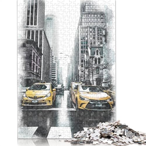 New York Yellow Taxis Puzzle für Erwachsene, Premium-Puzzle aus 100% recyceltem Brett, schwierige Puzzles für Kinder ab 12 Jahren, 1000 Teile (75 x 50 cm) von GQmoney