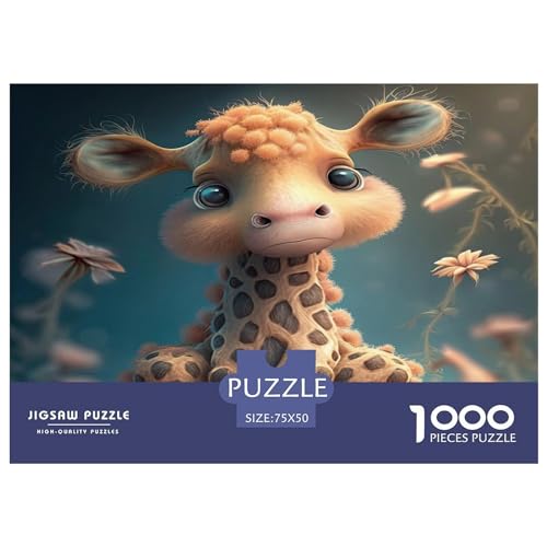 Niedliche Giraffen-Puzzles, 1000 Teile, kreatives rechteckiges großes Familienpuzzlespiel, Kunstwerk für Erwachsene und Teenager, 1000 Teile (75 x 50 cm) von GQmoney