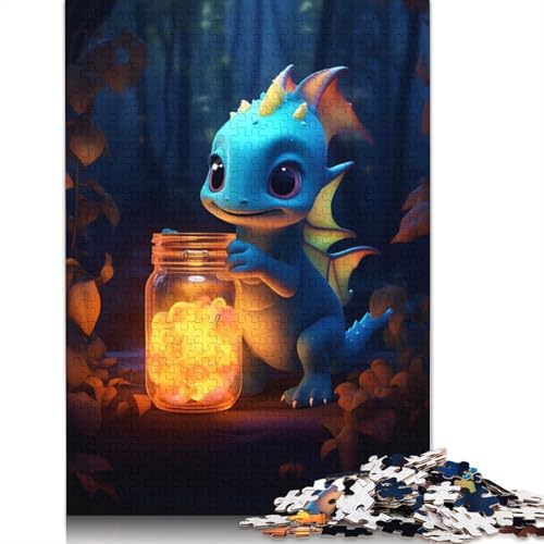 Niedliche leuchtende Dinosaurier-Puzzles, farbenfrohe und Coole Puzzles für Kinder ab 12 Jahren, 520 Teile (52 x 38 cm) von GQmoney