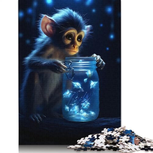 Niedlicher AFFE, leuchtendes Puzzle für Erwachsene, 1000 Teile, anspruchsvolle Familienspiele, Denkspiele für Kinder ab 12 Jahren, 1000 Teile (75 x 50 cm) von GQmoney