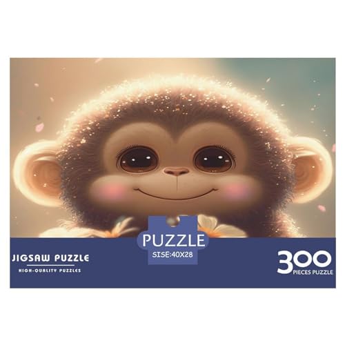 Niedliches Affen-Puzzle, 300 Teile, kreatives rechteckiges großes Familienpuzzlespiel, Kunstwerk für Erwachsene und Teenager, 300 Teile (40 x 28 cm) von GQmoney
