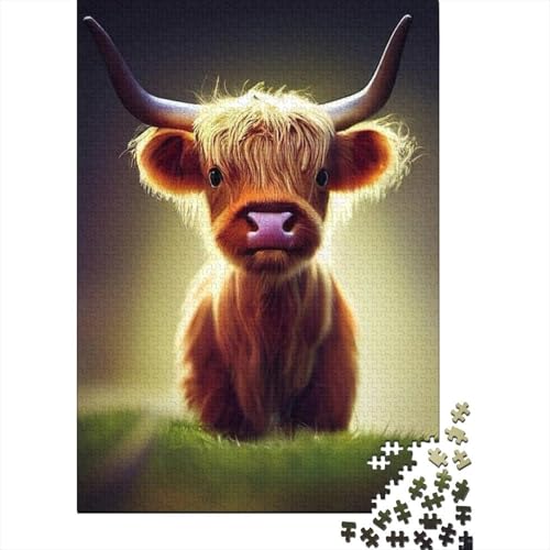 Niedliches Bergkuh-Puzzle, 100% recycelter Karton, 100% recycelter Karton, Puzzle für Jungen oder Mädchen, 1000 Teile (38 x 26 cm) von GQmoney