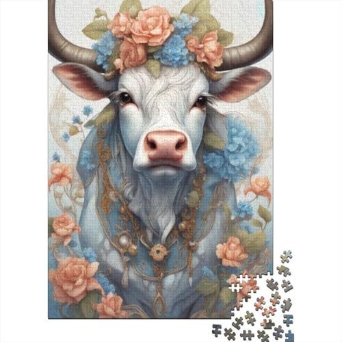 Niedliches Bullen-Puzzle, Denksportaufgabe, 100% recycelter Karton, Puzzle für Kinder und Erwachsene ab 12 Jahren, 1000 Teile (38 x 26 cm) von GQmoney