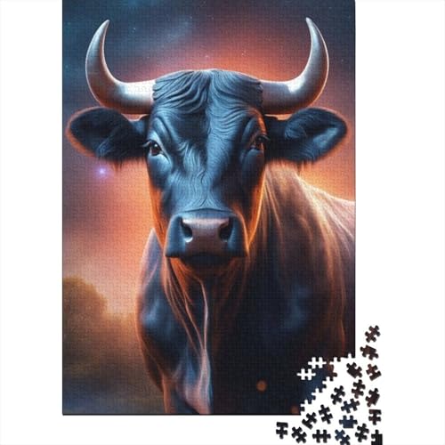 Niedliches Bullen-Puzzle, Familienspaß, rechteckiges Papierpuzzle für Kinder und Erwachsene ab 12 Jahren, Geburtstagsgeschenk, 1000 Teile (38 x 26 cm) von GQmoney