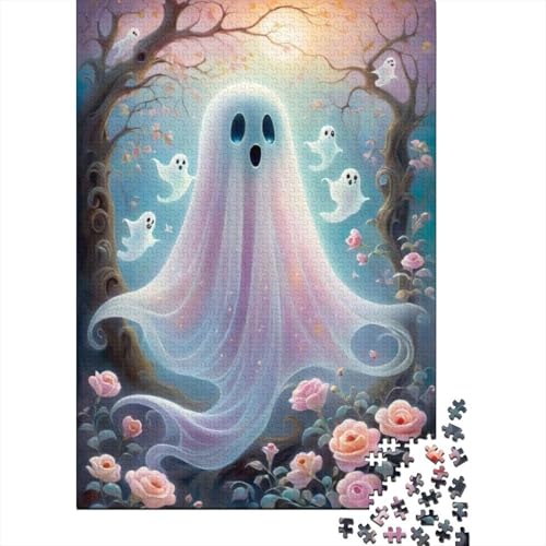 Niedliches Cartoon-Geister-Puzzle, Dekompressionsspielzeug, 100% recycelter Karton, Puzzle für Erwachsene, 1000 Teile (38 x 26 cm) von GQmoney