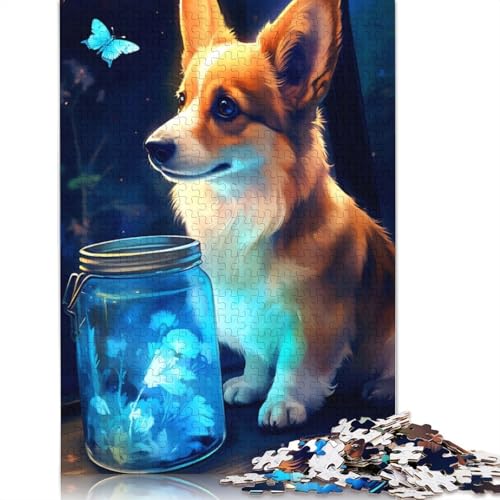 Niedliches Corgi-Hund-Leuchtpuzzle für Erwachsene, 520 Teile, 100% recycelte Holzplatte, Denkpuzzle für Erwachsene, für Jungen oder Mädchen, 520 Teile (52 x 38 cm) von GQmoney