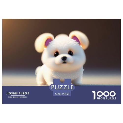 Niedliches Familienhaustierhund-Puzzlespiel für Kinder und Erwachsene, 1000-teiliges Puzzle aus Holz, kreatives Puzzle, Dekomprimierungsspiel, 1000 Stück (75 x 50 cm) von GQmoney