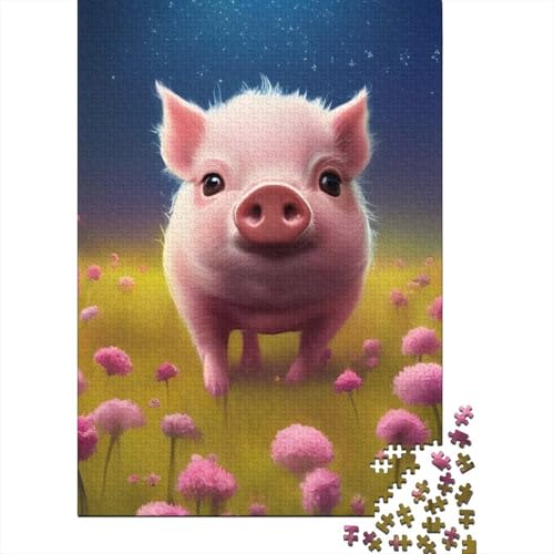 Niedliches Ferkel-Puzzle zum Stressabbau, 100% recycelter Karton, Puzzle für Erwachsene und Kinder, einzigartiges, 1000 Teile (38 x 26 cm) von GQmoney